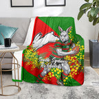 South Sydney Rabbitohs Blanket Golden Wattle Floral Polynesian - Australian Flower - Rugby Mascot