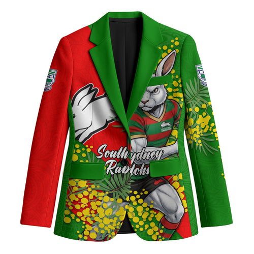 South Sydney Rabbitohs Blazer Golden Wattle Floral Polynesian - Australian Flower - Rugby Mascot