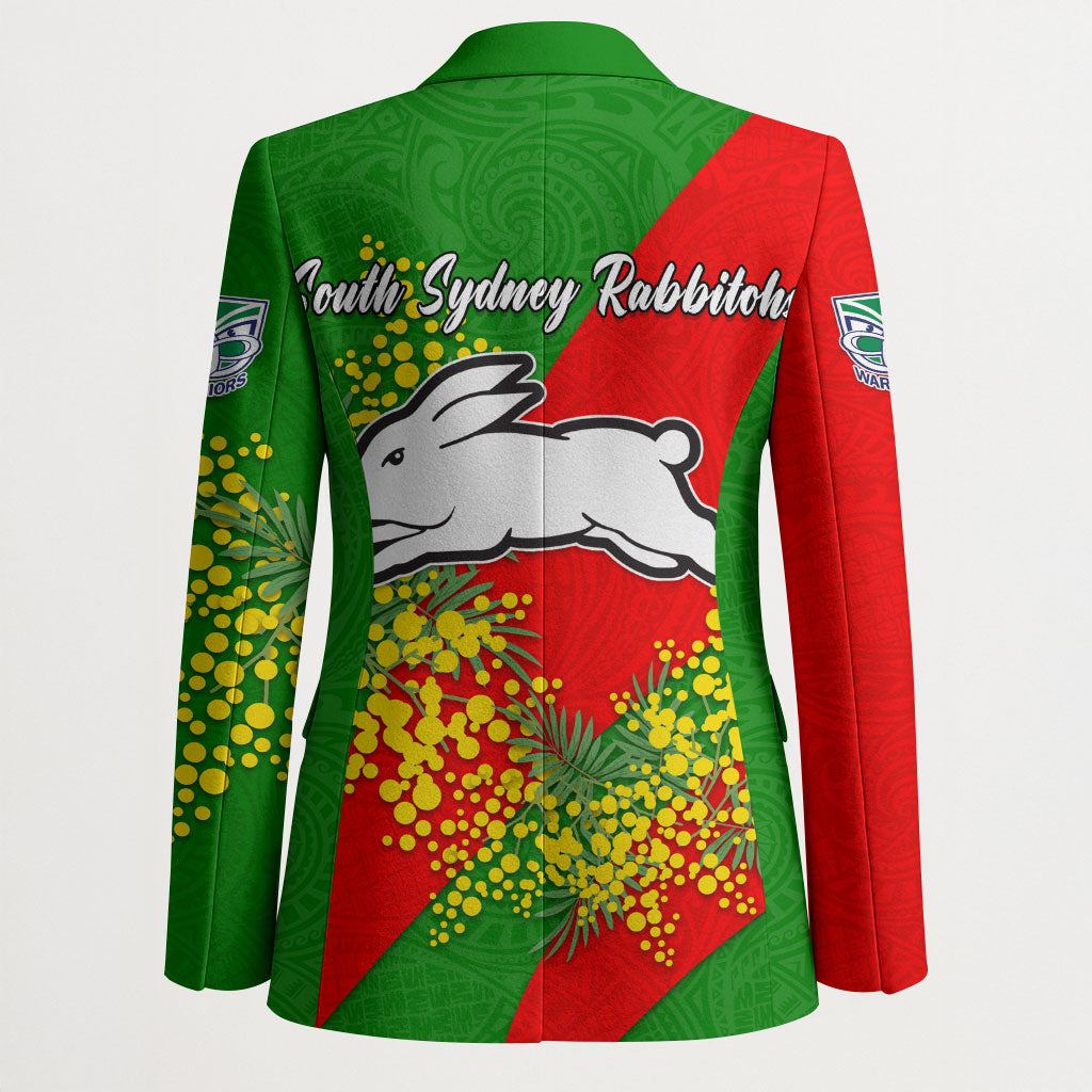 South Sydney Rabbitohs Blazer Golden Wattle Floral Polynesian - Australian Flower - Rugby Mascot