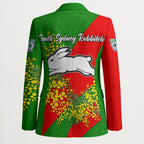 South Sydney Rabbitohs Blazer Golden Wattle Floral Polynesian - Australian Flower - Rugby Mascot