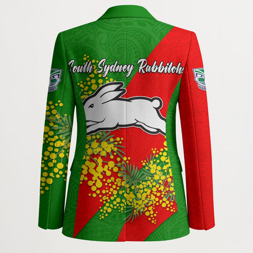 South Sydney Rabbitohs Blazer Golden Wattle Floral Polynesian - Australian Flower - Rugby Mascot