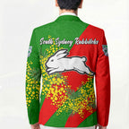 South Sydney Rabbitohs Blazer Golden Wattle Floral Polynesian - Australian Flower - Rugby Mascot