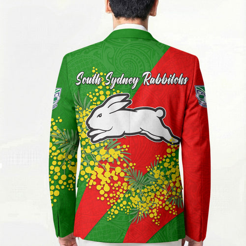 South Sydney Rabbitohs Blazer Golden Wattle Floral Polynesian - Australian Flower - Rugby Mascot