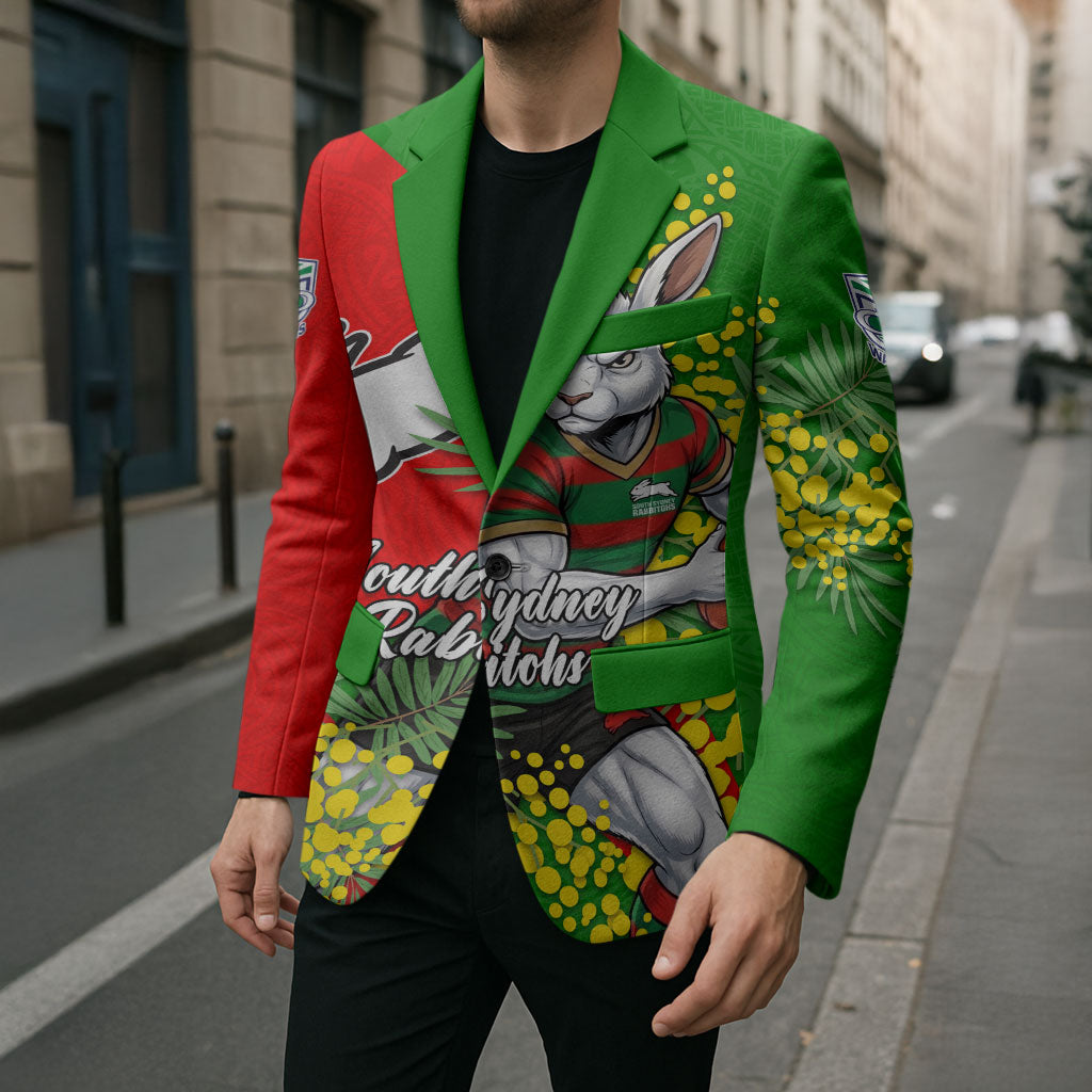 South Sydney Rabbitohs Blazer Golden Wattle Floral Polynesian - Australian Flower - Rugby Mascot