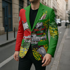 South Sydney Rabbitohs Blazer Golden Wattle Floral Polynesian - Australian Flower - Rugby Mascot