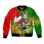 South Sydney Rabbitohs Bomber Jacket Golden Wattle Floral Polynesian - Australian Flower - Rugby Mascot