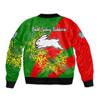 South Sydney Rabbitohs Bomber Jacket Golden Wattle Floral Polynesian - Australian Flower - Rugby Mascot