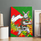 South Sydney Rabbitohs Canvas Wall Art Golden Wattle Floral Polynesian - Australian Flower - Rugby Mascot