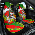 South Sydney Rabbitohs Car Seat Cover Golden Wattle Floral Polynesian - Australian Flower - Rugby Mascot