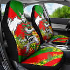 South Sydney Rabbitohs Car Seat Cover Golden Wattle Floral Polynesian - Australian Flower - Rugby Mascot