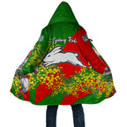 South Sydney Rabbitohs Cloak Golden Wattle Floral Polynesian - Australian Flower - Rugby Mascot