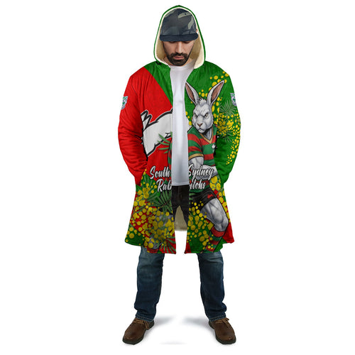 South Sydney Rabbitohs Cloak Golden Wattle Floral Polynesian - Australian Flower - Rugby Mascot