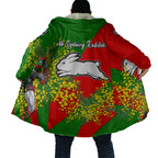 South Sydney Rabbitohs Cloak Golden Wattle Floral Polynesian - Australian Flower - Rugby Mascot