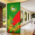 South Sydney Rabbitohs Door Cover Golden Wattle Floral Polynesian - Australian Flower - Rugby Mascot