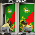 South Sydney Rabbitohs Door Cover Golden Wattle Floral Polynesian - Australian Flower - Rugby Mascot