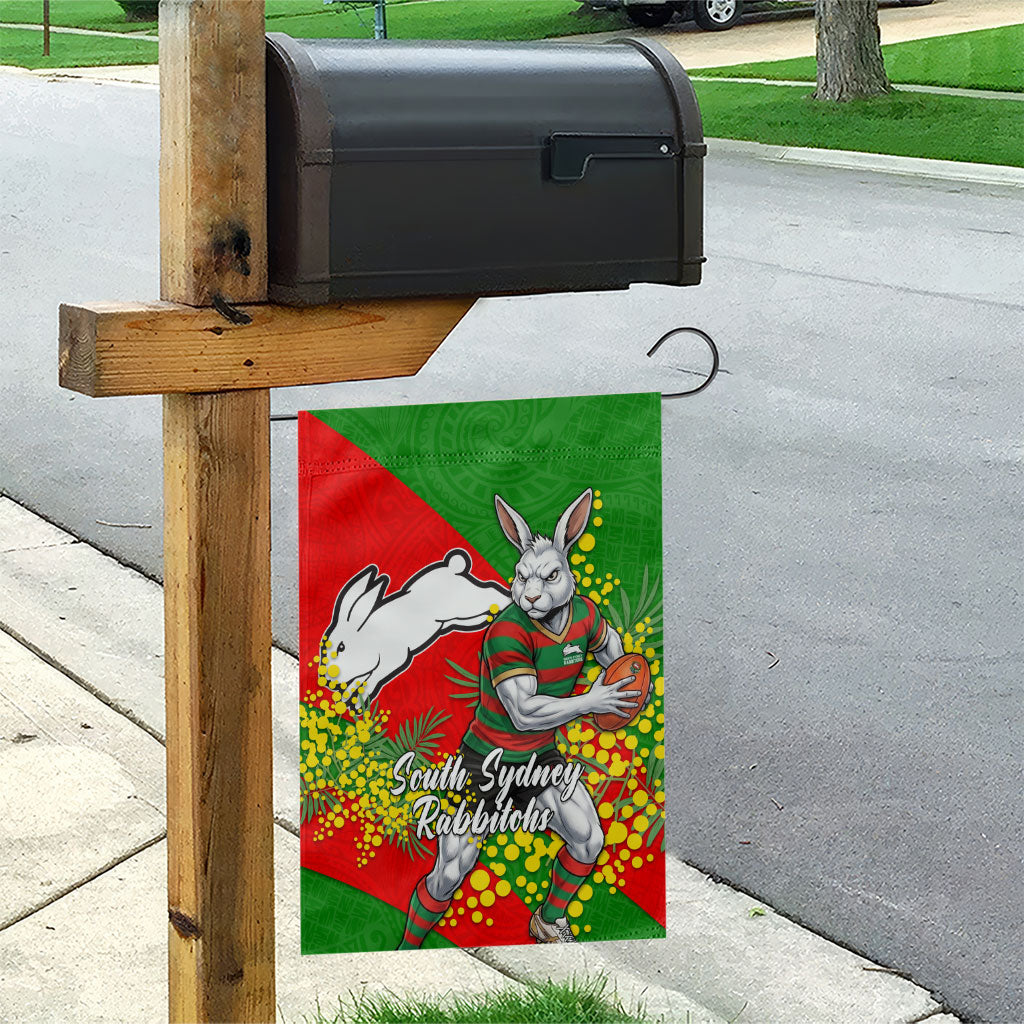 South Sydney Rabbitohs Garden Flag Golden Wattle Floral Polynesian - Australian Flower - Rugby Mascot