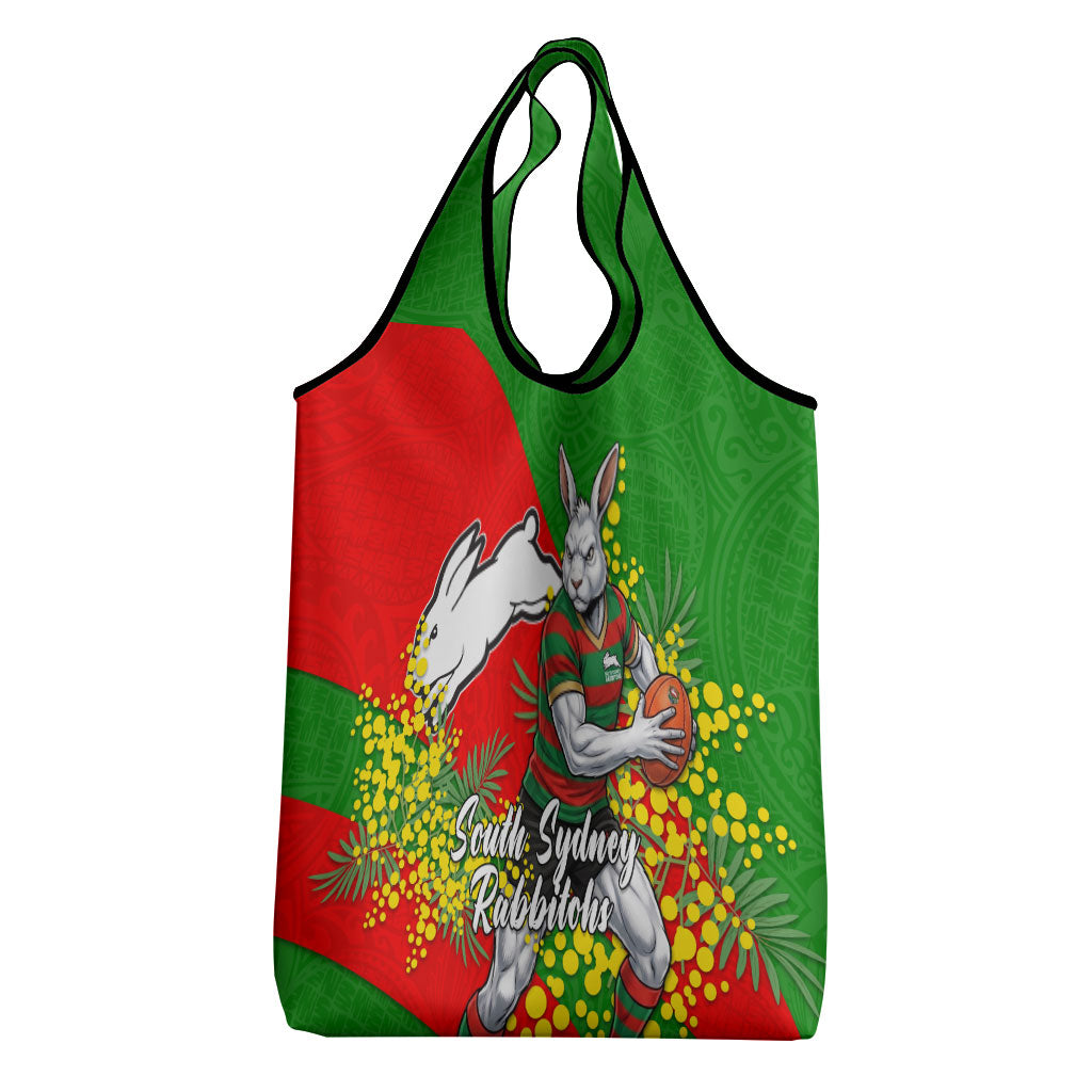 South Sydney Rabbitohs Grocery Bag Golden Wattle Floral Polynesian - Australian Flower - Rugby Mascot