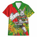 South Sydney Rabbitohs Hawaiian Shirt Golden Wattle Floral Polynesian - Australian Flower - Rugby Mascot