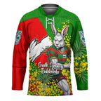 South Sydney Rabbitohs Hockey Jersey Golden Wattle Floral Polynesian - Australian Flower - Rugby Mascot