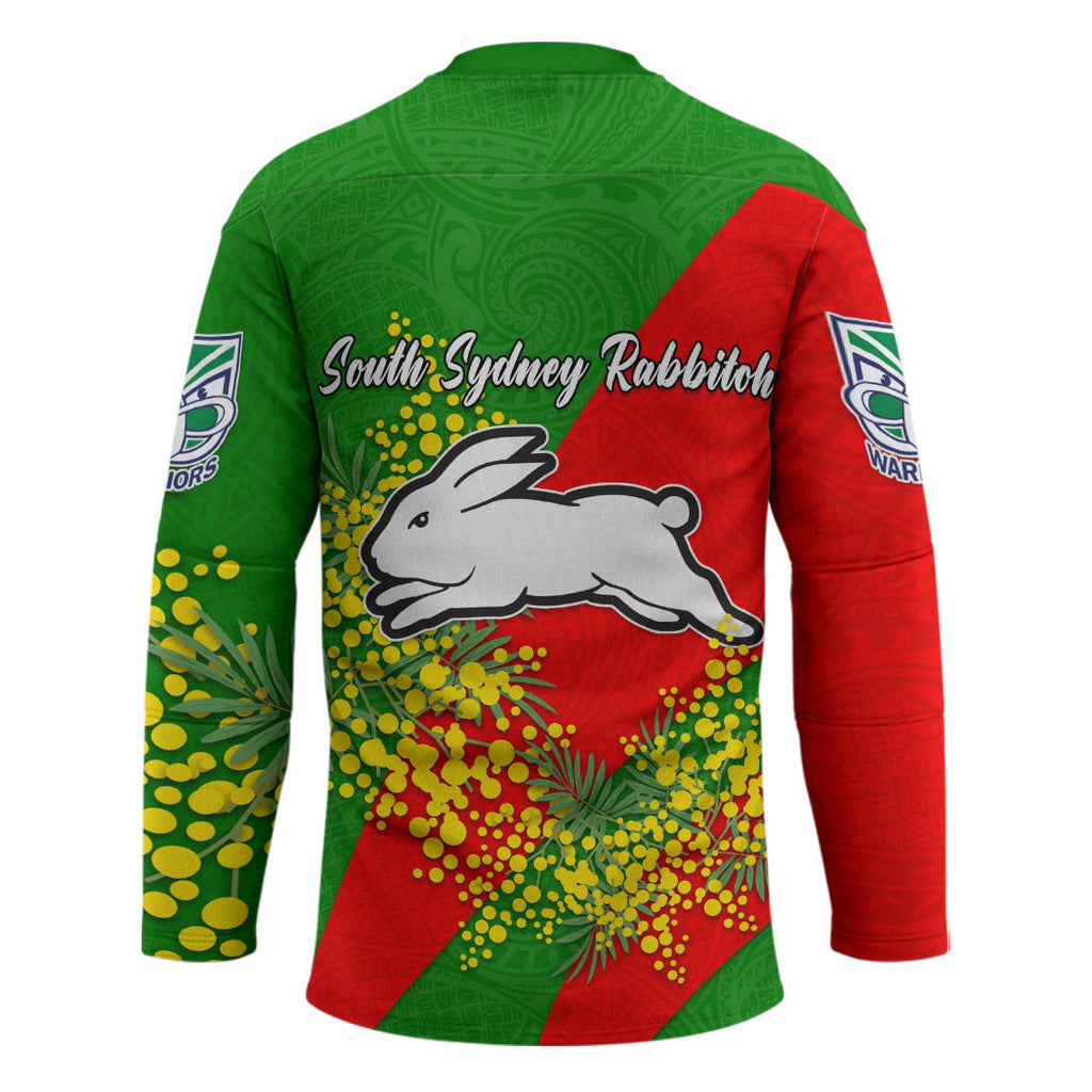South Sydney Rabbitohs Hockey Jersey Golden Wattle Floral Polynesian - Australian Flower - Rugby Mascot
