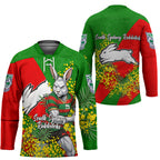South Sydney Rabbitohs Hockey Jersey Golden Wattle Floral Polynesian - Australian Flower - Rugby Mascot