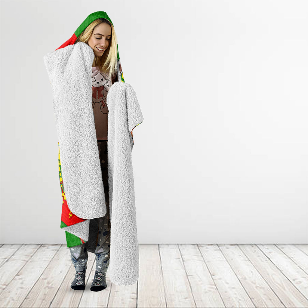 South Sydney Rabbitohs Hooded Blanket Golden Wattle Floral Polynesian - Australian Flower - Rugby Mascot