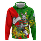 South Sydney Rabbitohs Hoodie Golden Wattle Floral Polynesian - Australian Flower - Rugby Mascot