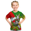 South Sydney Rabbitohs Kid T Shirt Golden Wattle Floral Polynesian - Australian Flower - Rugby Mascot