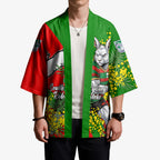 South Sydney Rabbitohs Kimono Golden Wattle Floral Polynesian - Australian Flower - Rugby Mascot