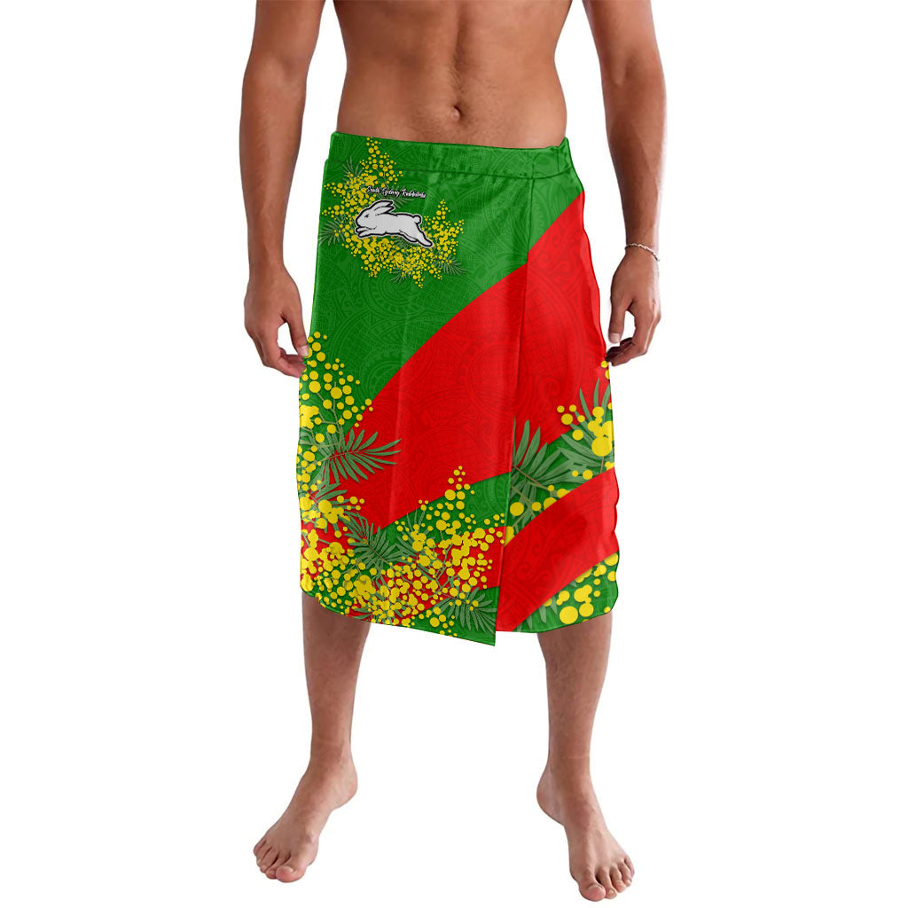 South Sydney Rabbitohs Lavalava Golden Wattle Floral Polynesian - Australian Flower - Rugby Mascot