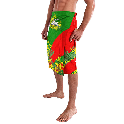 South Sydney Rabbitohs Lavalava Golden Wattle Floral Polynesian - Australian Flower - Rugby Mascot