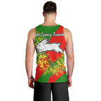 South Sydney Rabbitohs Men Tank Top Golden Wattle Floral Polynesian - Australian Flower - Rugby Mascot