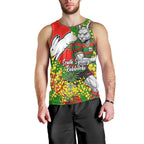 South Sydney Rabbitohs Men Tank Top Golden Wattle Floral Polynesian - Australian Flower - Rugby Mascot