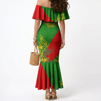 South Sydney Rabbitohs Mermaid Dress Golden Wattle Floral Polynesian - Australian Flower - Rugby Mascot