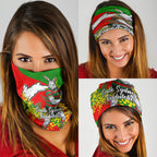 South Sydney Rabbitohs Neck Gaiter Golden Wattle Floral Polynesian - Australian Flower - Rugby Mascot