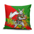 South Sydney Rabbitohs Pillow Cover Golden Wattle Floral Polynesian - Australian Flower - Rugby Mascot