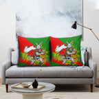 South Sydney Rabbitohs Pillow Cover Golden Wattle Floral Polynesian - Australian Flower - Rugby Mascot