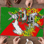 South Sydney Rabbitohs Puzzle Golden Wattle Floral Polynesian - Australian Flower - Rugby Mascot