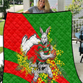 South Sydney Rabbitohs Quilt Golden Wattle Floral Polynesian - Australian Flower - Rugby Mascot