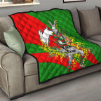 South Sydney Rabbitohs Quilt Golden Wattle Floral Polynesian - Australian Flower - Rugby Mascot