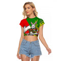 South Sydney Rabbitohs Raglan Cropped T Shirt Golden Wattle Floral Polynesian - Australian Flower - Rugby Mascot