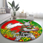 South Sydney Rabbitohs Round Carpet Golden Wattle Floral Polynesian - Australian Flower - Rugby Mascot