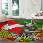 South Sydney Rabbitohs Round Carpet Golden Wattle Floral Polynesian - Australian Flower - Rugby Mascot
