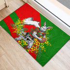 South Sydney Rabbitohs Rubber Doormat Golden Wattle Floral Polynesian - Australian Flower - Rugby Mascot
