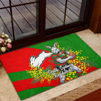 South Sydney Rabbitohs Rubber Doormat Golden Wattle Floral Polynesian - Australian Flower - Rugby Mascot