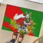 South Sydney Rabbitohs Rubber Doormat Golden Wattle Floral Polynesian - Australian Flower - Rugby Mascot