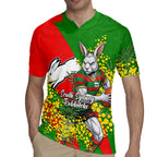 South Sydney Rabbitohs Rugby Jersey Golden Wattle Floral Polynesian - Australian Flower - Rugby Mascot