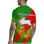 South Sydney Rabbitohs Rugby Jersey Golden Wattle Floral Polynesian - Australian Flower - Rugby Mascot