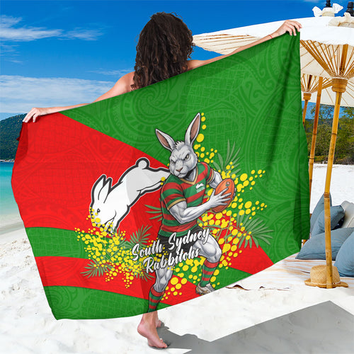South Sydney Rabbitohs Sarong Golden Wattle Floral Polynesian - Australian Flower - Rugby Mascot