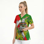 South Sydney Rabbitohs Scrub Top Golden Wattle Floral Polynesian - Australian Flower - Rugby Mascot